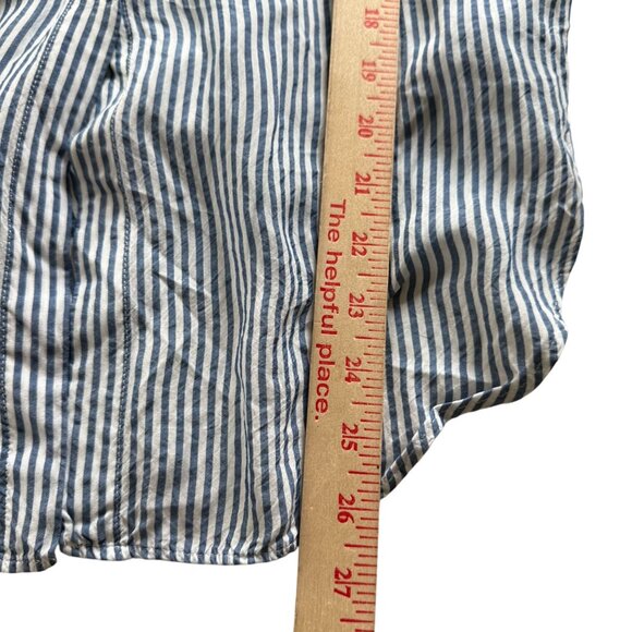 Maeve Anthropologie Striped Roll up Button Shirt Top XS Women Blue White - Picture 6 of 9